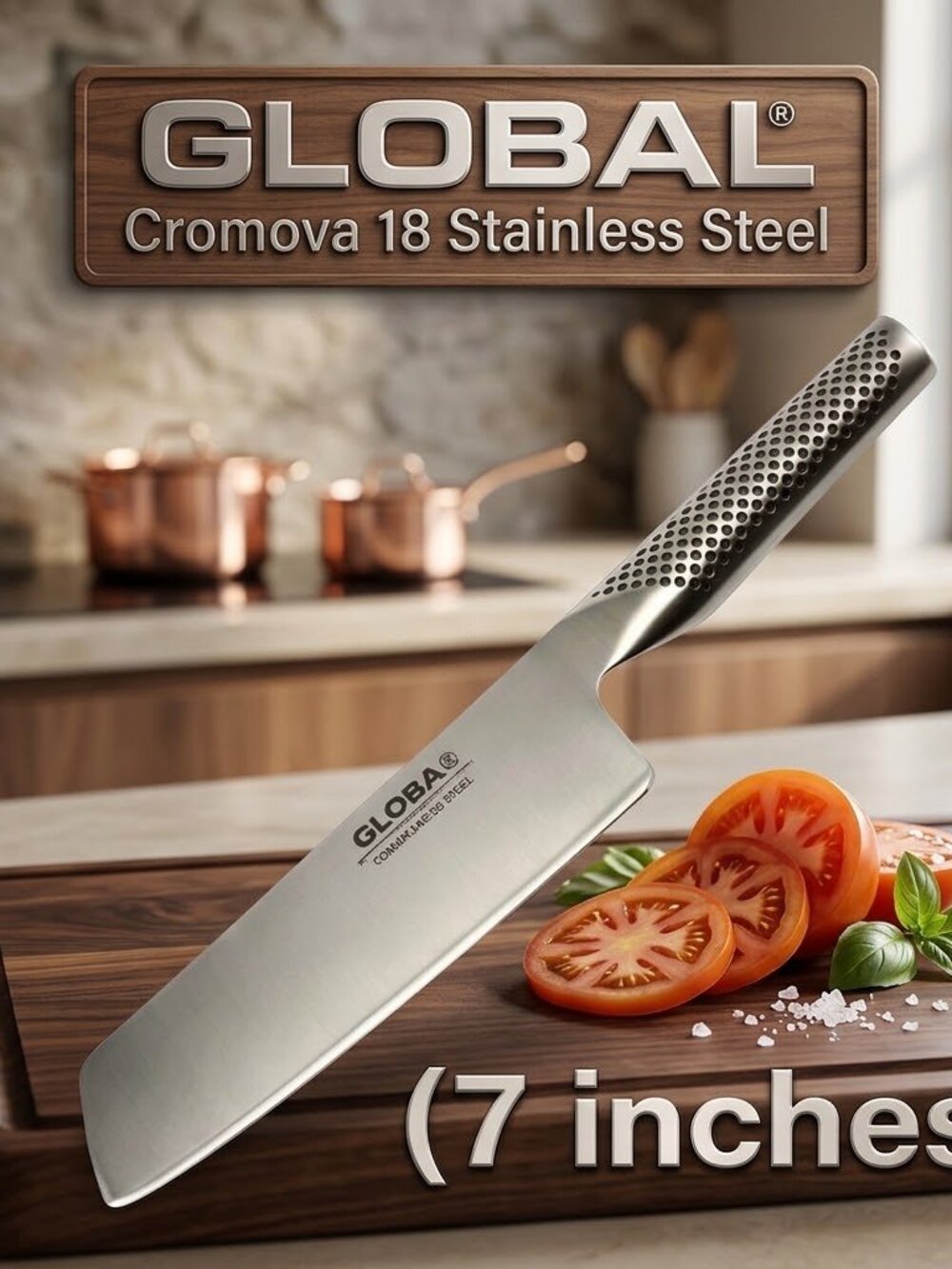 Global G-5 7" Vegetable Knife Cromova 18 Stainless Steel Japanese Chef Knife NEW